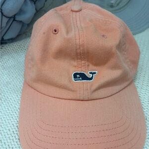 Coral/Peach Vineyard Vines Hat with Navy Whale Logo